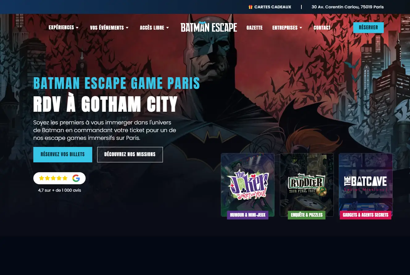 Batman Escape, un complexe d'Escape Game à Paris