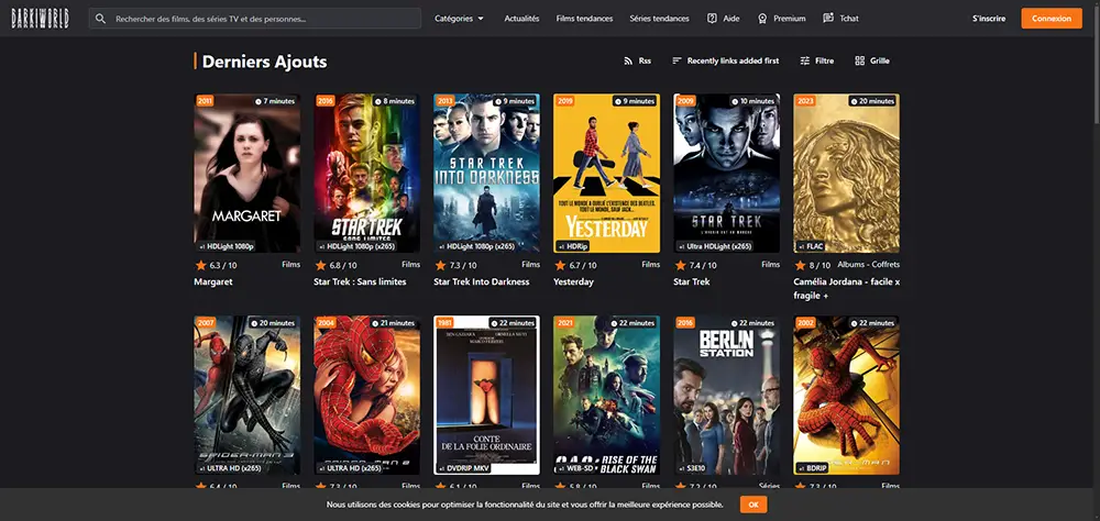 Darkiworld, screenshot et capture du site de streaming controversé Darkiworld