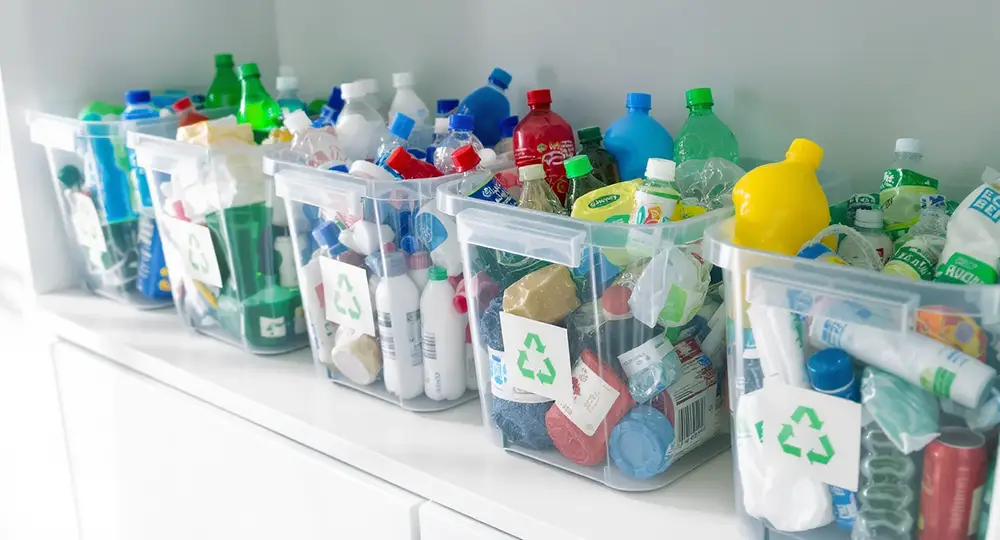 Symboles de tri des plastiques avec différents types de matériaux recyclables